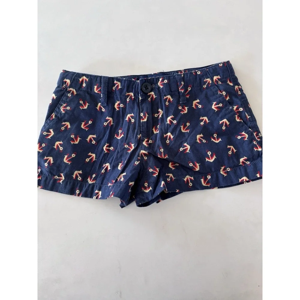 Ralph Lauren Girls Sz 5Nautical Shorts‎ Navy Blue Red Beige Anchors 3301